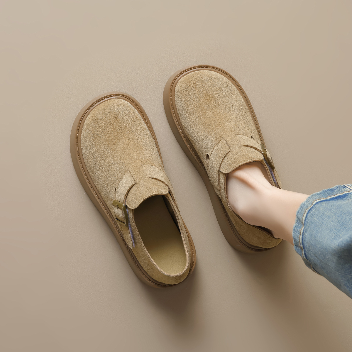 WW-YW17 | Suede & Cork Winter Shearling Fur-Lined Chunky - Jinjiang Wideway Import & Export Co., Ltd.
