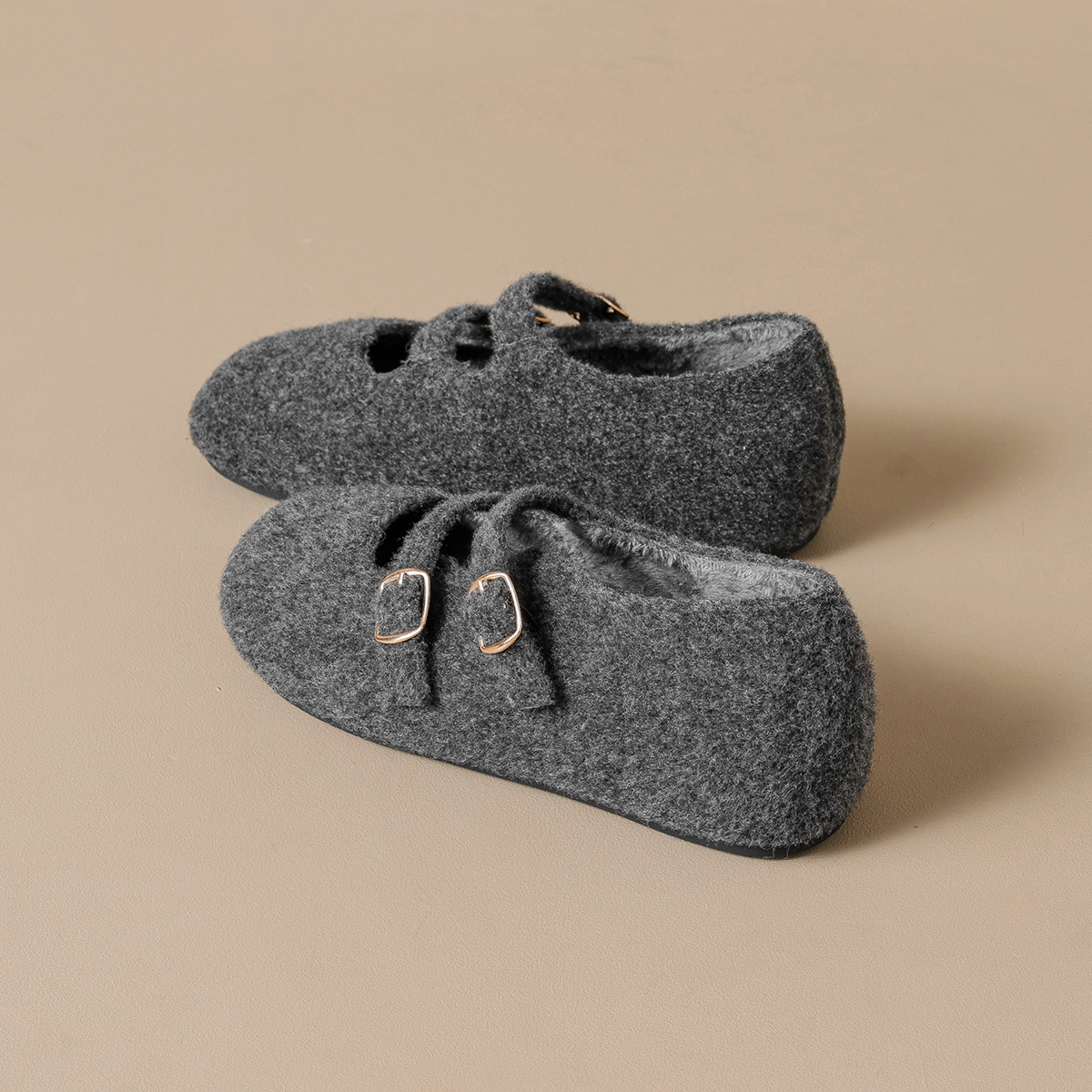 WW-YW3855 | Wool Felt & Suede Winter Shearling Fur-Lined - Jinjiang Wideway Import & Export Co., Ltd.