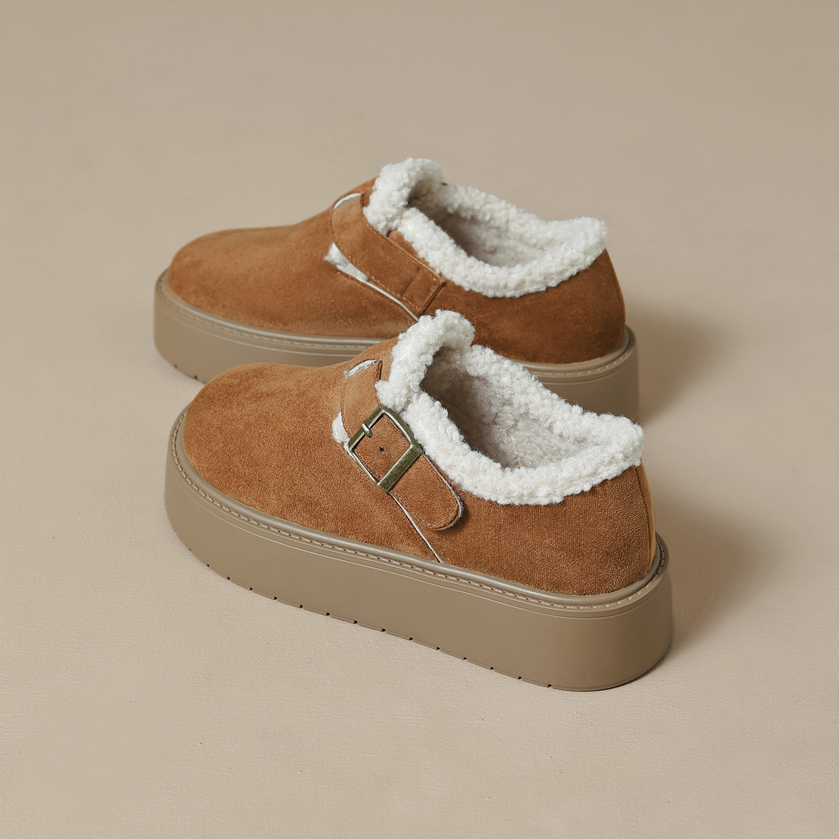 WW-YW36 | Suede & Cork Winter Shearling Fur-Lined Chunky - Jinjiang Wideway Import & Export Co., Ltd.