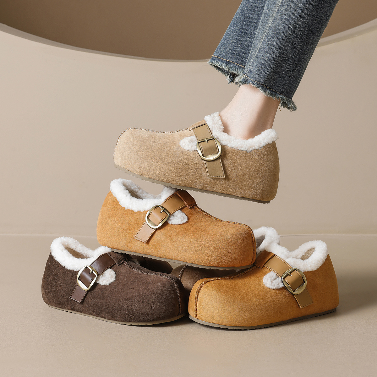 WW-YW40 | Suede & Cork Winter Shearling Fur-Lined - Jinjiang Wideway Import & Export Co., Ltd.