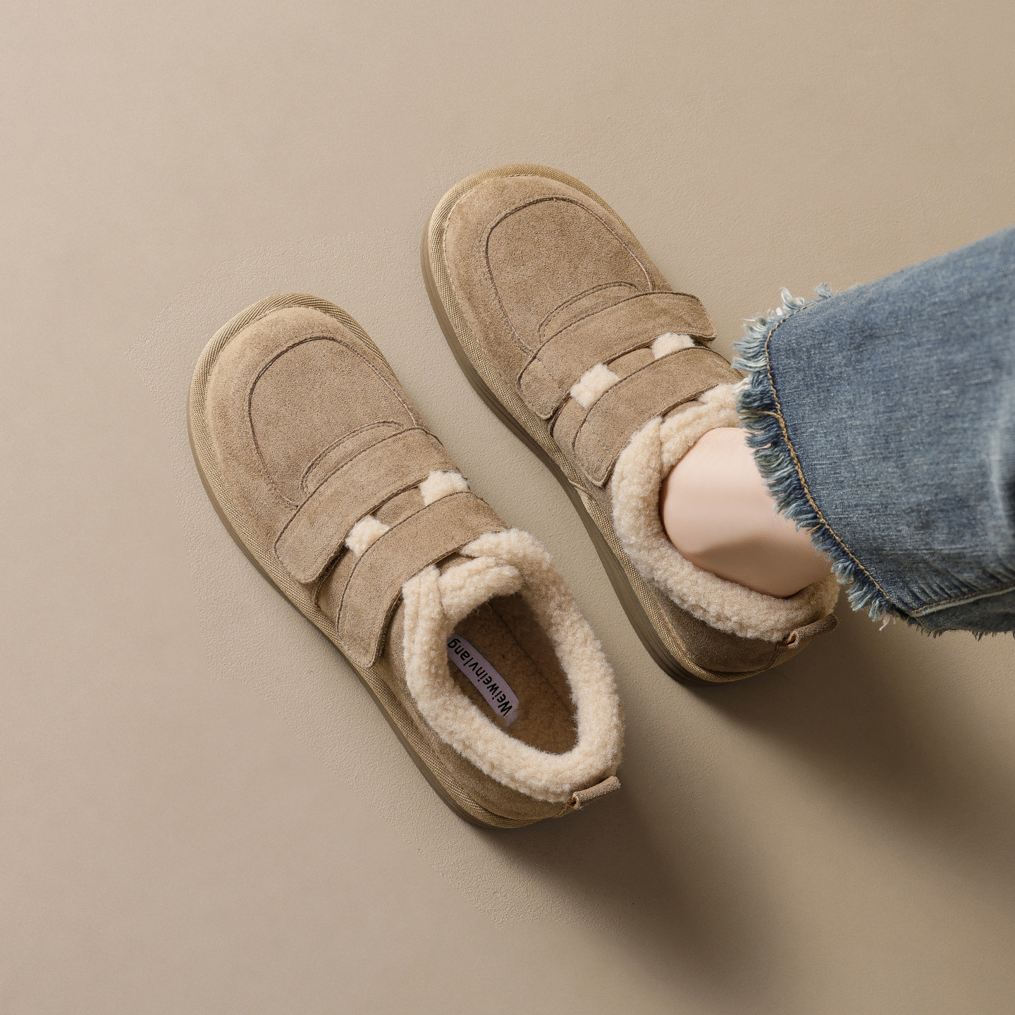 WW-YW43 | Suede & Cork Winter Shearling Fur-Lined Chunky - Jinjiang Wideway Import & Export Co., Ltd.