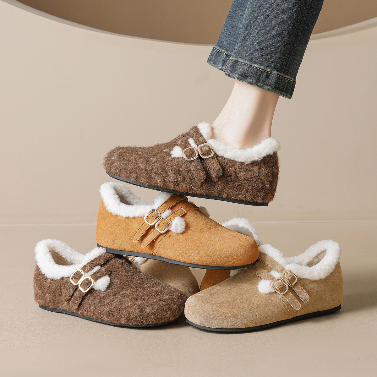 WW-YW2852 | Suede & Cork Winter Shearling Fur-Lined - Jinjiang Wideway Import & Export Co., Ltd.