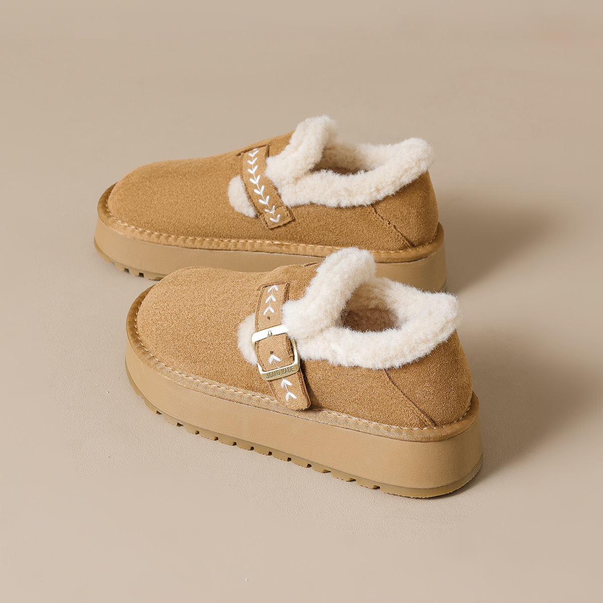 WW-YW53 | Suede & Cork Winter Shearling Fur-Lined Chunky - Jinjiang Wideway Import & Export Co., Ltd.