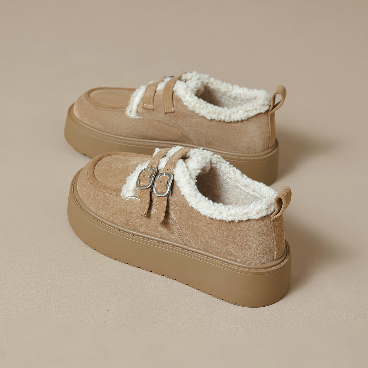 WW-YW61 | Suede & Cork Winter Shearling Fur-Lined Chunky - Jinjiang Wideway Import & Export Co., Ltd.