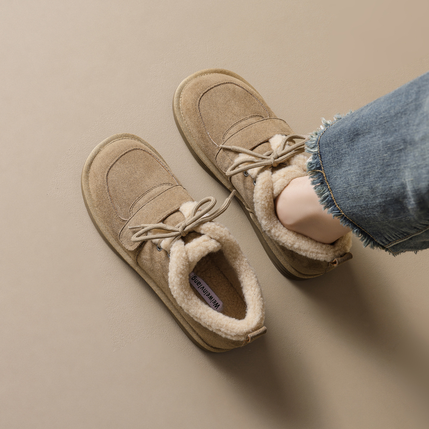 WW-YW67 | Suede & Cork Winter Shearling Fur-Lined Chunky - Jinjiang Wideway Import & Export Co., Ltd.
