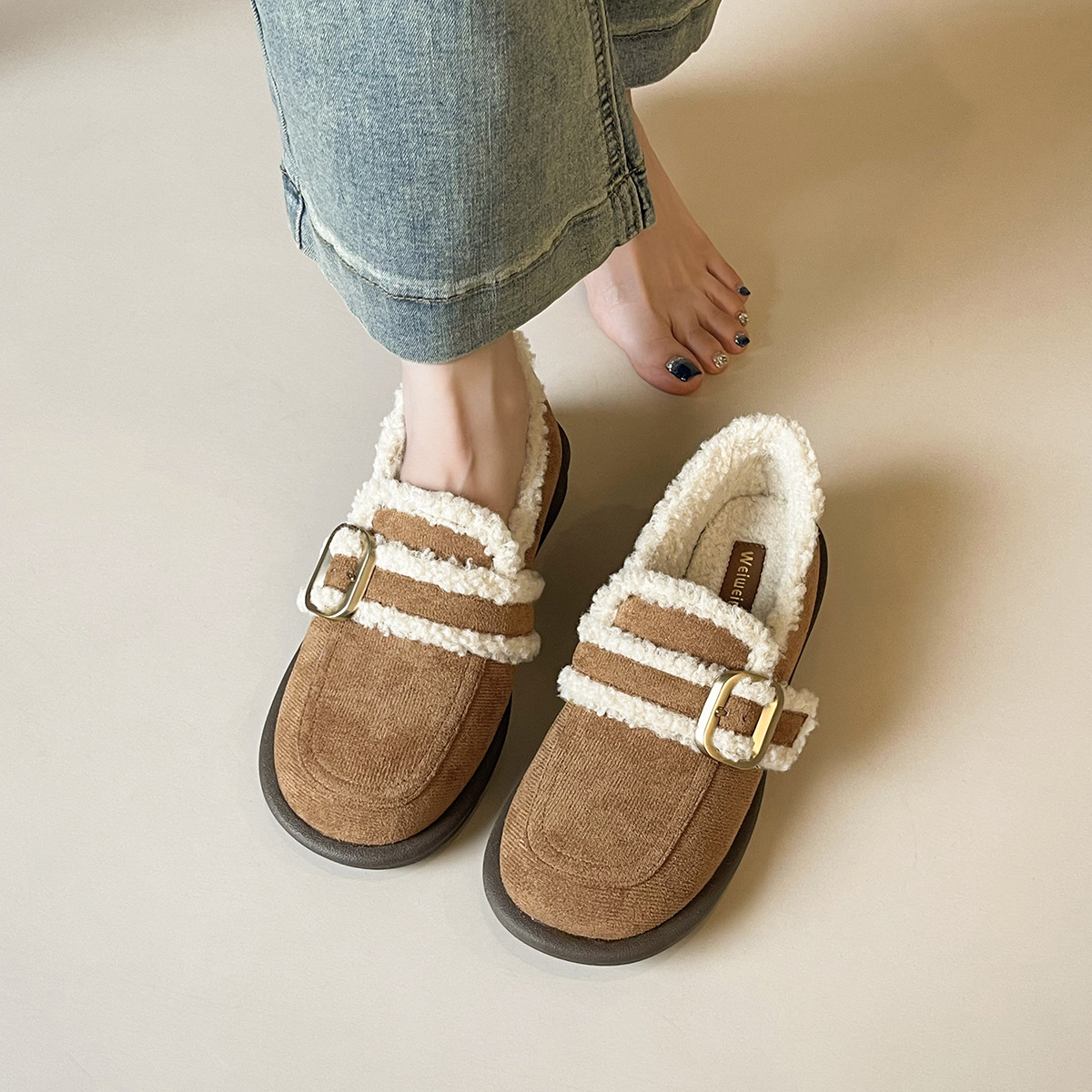 WW-YW69 | Suede & Cork Winter Shearling Fur-Lined Chunky - Jinjiang Wideway Import & Export Co., Ltd.