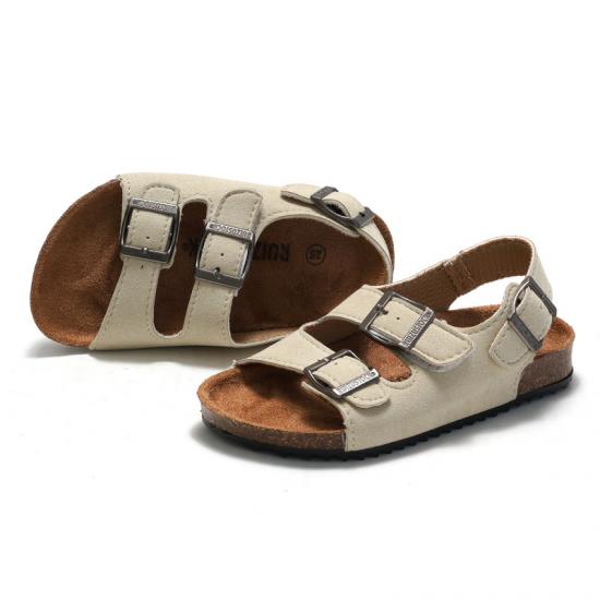 WW-CCO039 | Children Leather Cork Slippers Boys Girls Flip Flops view 2