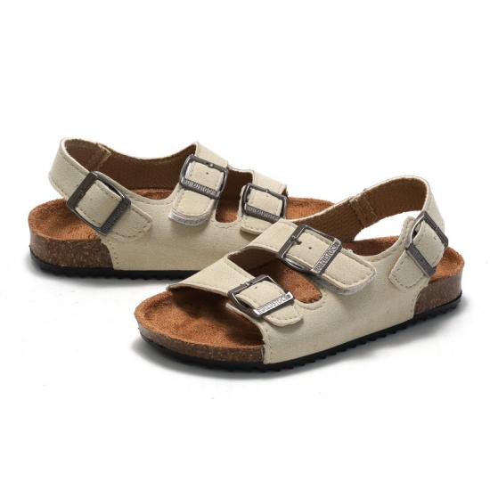 WW-CCO039 | Children Leather Cork Slippers Boys Girls Flip Flops view 3