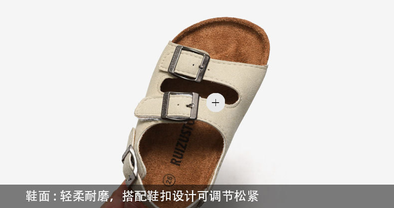 WW-CCO039 | Children Leather Cork Slippers Boys Girls Flip Flops view 8