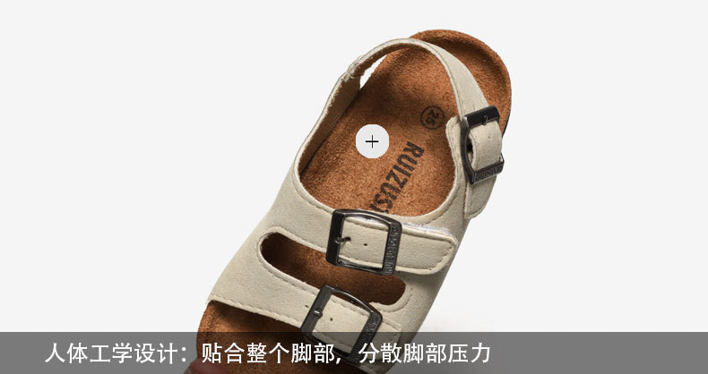 WW-CCO039 | Children Leather Cork Slippers Boys Girls Flip Flops view 9