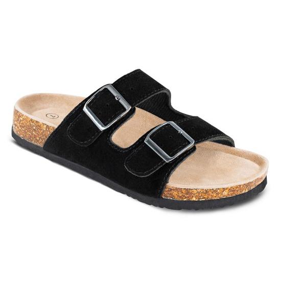 WW-HZ0033 | Womens Cow Suede Leather Flat Sandals 2 Strap - Jinjiang Wideway Import & Export Co., Ltd.