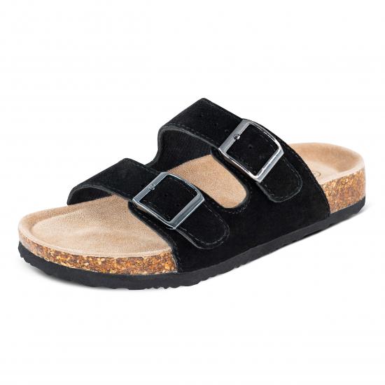 WW-HZ0033 | Womens Cow Suede Leather Flat Sandals 2 Strap view 5