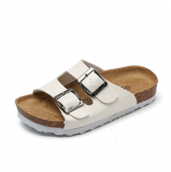 WW-TX-91 | Kids Leather Slide Sandals Children Leather Cork view 2