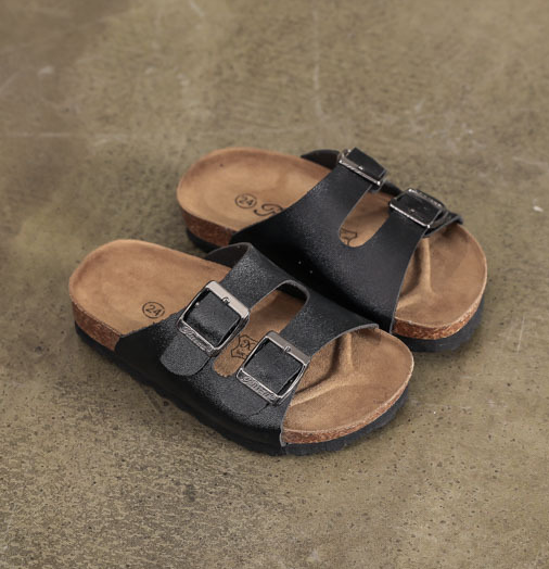 WW-TX-91 | Kids Leather Slide Sandals Children Leather Cork view 3