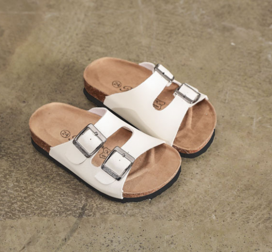 WW-TX-91 | Kids Leather Slide Sandals Children Leather Cork view 4