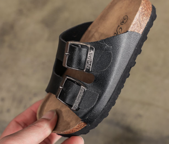 WW-TX-91 | Kids Leather Slide Sandals Children Leather Cork view 5