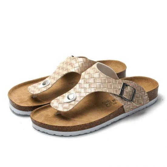 WW-TX-M17 | Men Genuine Leather Open Toe Slides Cork Slippers - Jinjiang Wideway Import & Export Co., Ltd.