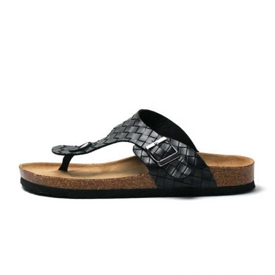 WW-TX-M17 | Men Genuine Leather Open Toe Slides Cork Slippers view 4