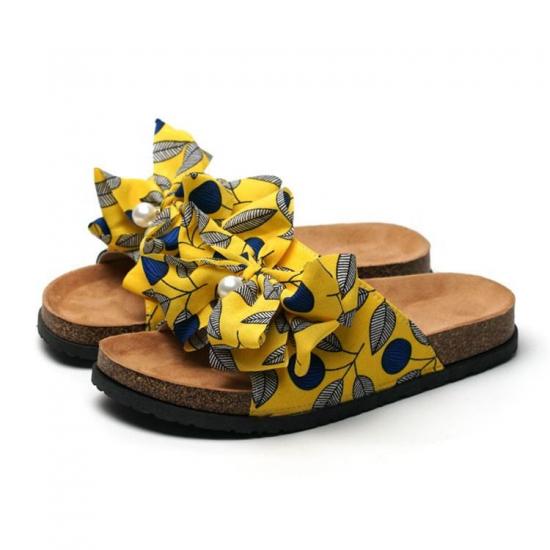 WW-TX-M22 | Big Bowknot Cork Slippers Women Flat Summer Beach - Jinjiang Wideway Import & Export Co., Ltd.