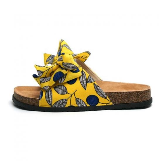 WW-TX-M22 | Big Bowknot Cork Slippers Women Flat Summer Beach view 2