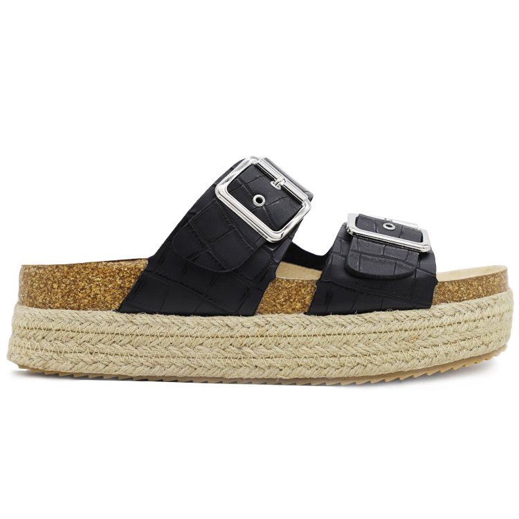 WW-FS203 | Croc Printing Ladies Metal Buckle Platfo Cork view 2