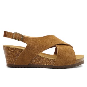 WW-FS205 | Genuine Leather Women Cross Strap Wedge Cork - Jinjiang Wideway Import & Export Co., Ltd.