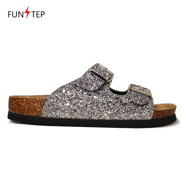 WW-FS217 | Classic Summer Women Glitter Two Strap F Cork - Jinjiang Wideway Import & Export Co., Ltd.
