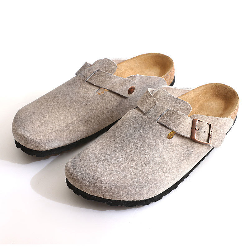 Boston-Style Suede & Natural Cork Footbed Closed-Toe Clog - Jinjiang Wideway Import & Export Co., Ltd.