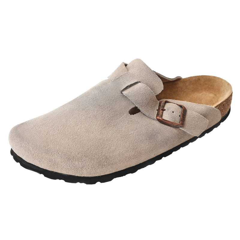 Boston-Style Suede & Natural Cork Footbed Closed-Toe Clog - Jinjiang Wideway Import & Export Co., Ltd.