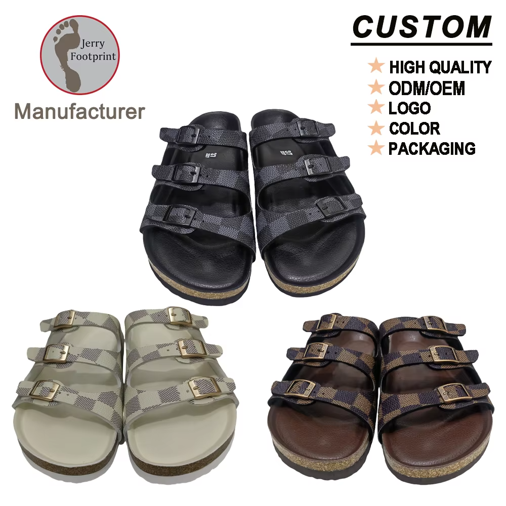 WW-WS14 | PVC Cork Multi-Strap Slide Sandals - Jinjiang Wideway Import & Export Co., Ltd.